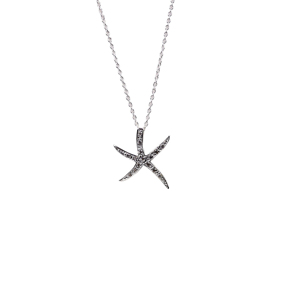 Completely Bella Silver CZ encrusted Star Fish Pendant Necklace