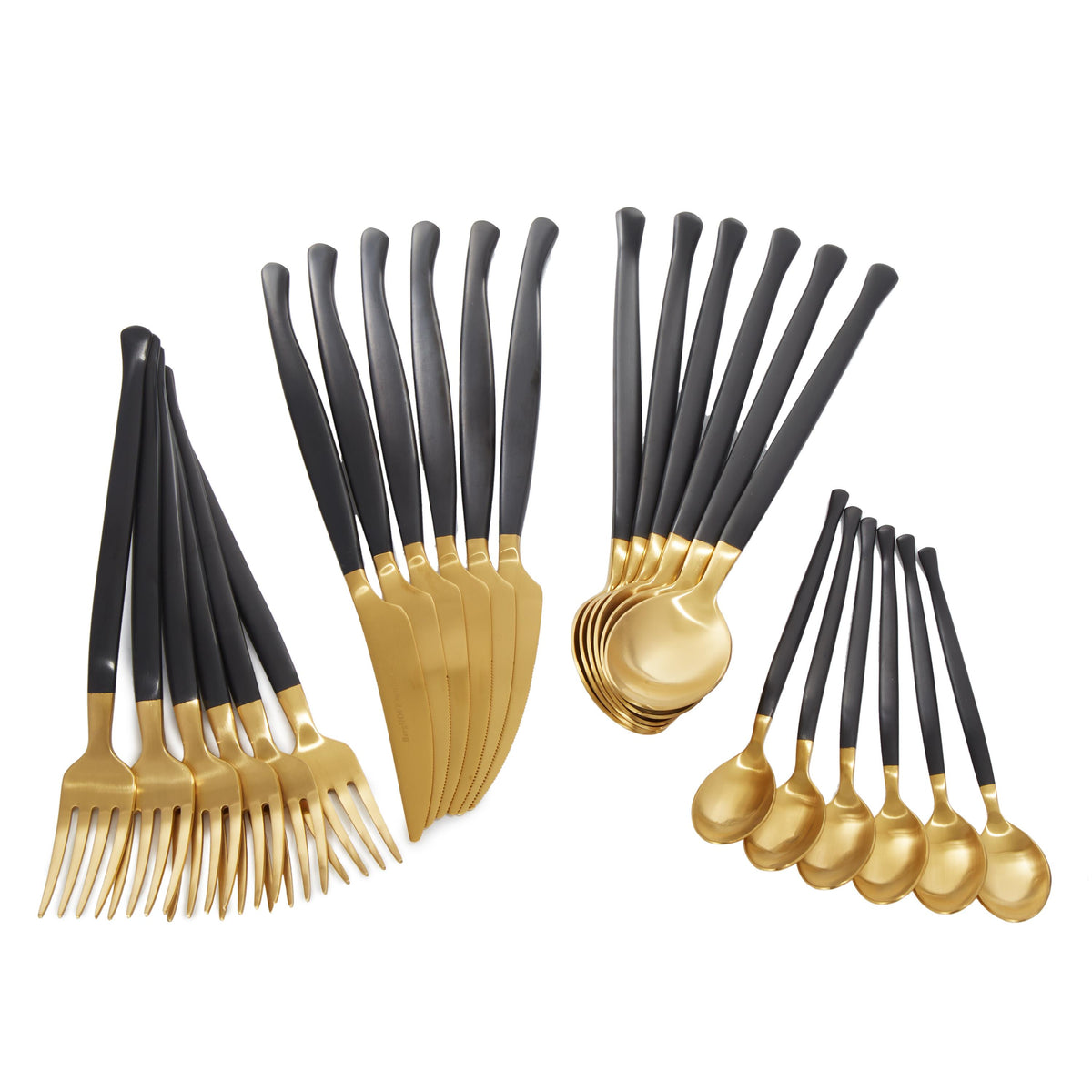 BergHOFF DiNA Evolve 24Pc Stainless Steel Flatware Set, Black and Gold