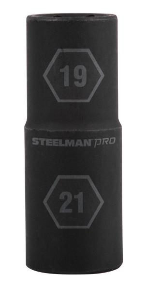 JS Products Steelman 1/2" Drive 6-Point 19mm x 21mm Impact Flip Socket