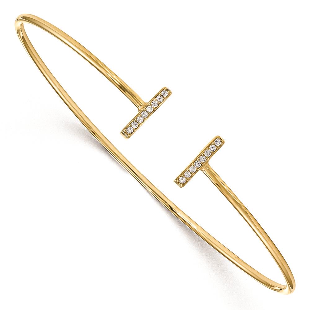 Distinctive 14ky Diamond Bar Bangle