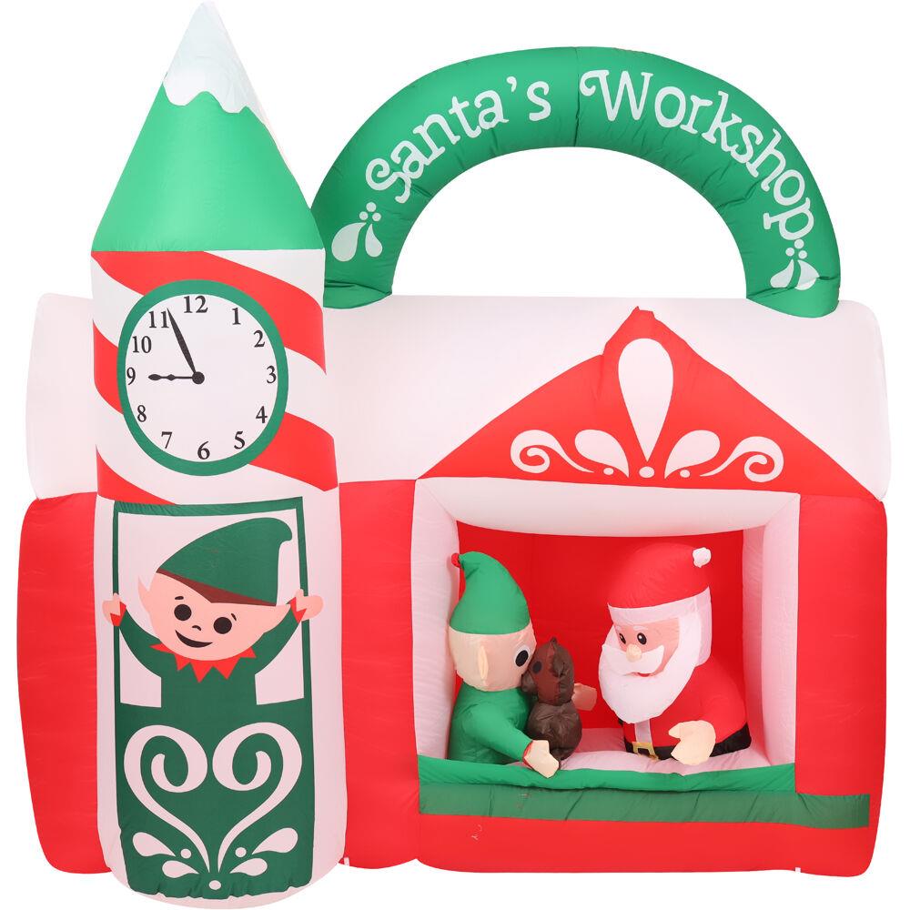 Fraser Hill 6-Ft. Wide Pre-Lit Inflatable Santa's Workshop