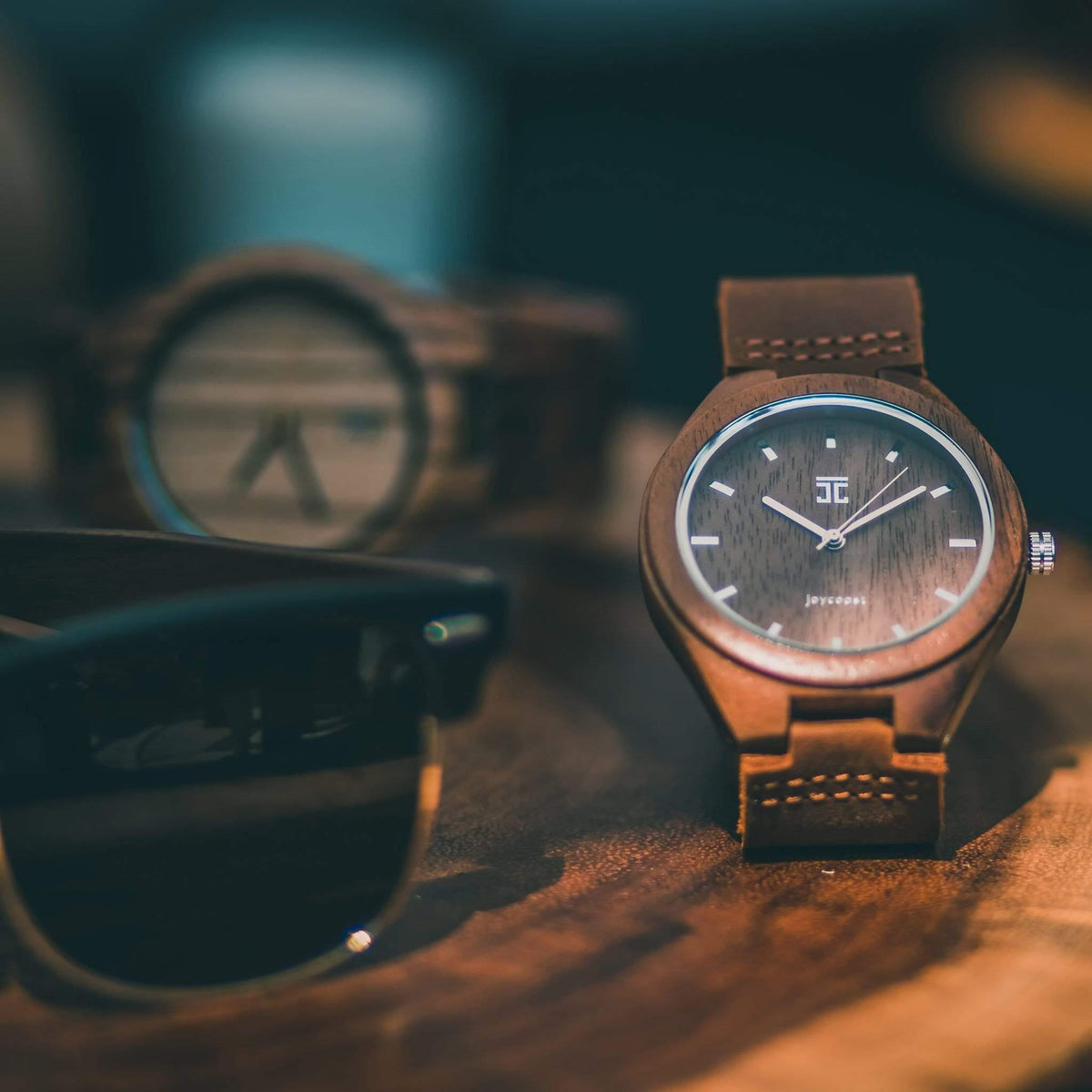 Joycoast OG Walnut Genuine Leather Strap Wooden Watch