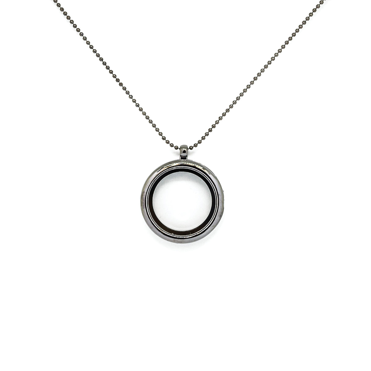 Completely Bella Gun Black 21st Century Transparent Locket Necklace