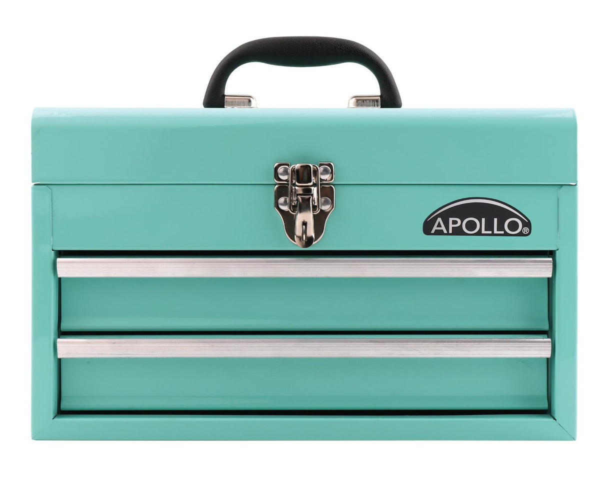 Apollo Tools 14 in 2-Drawer Metal Box Green