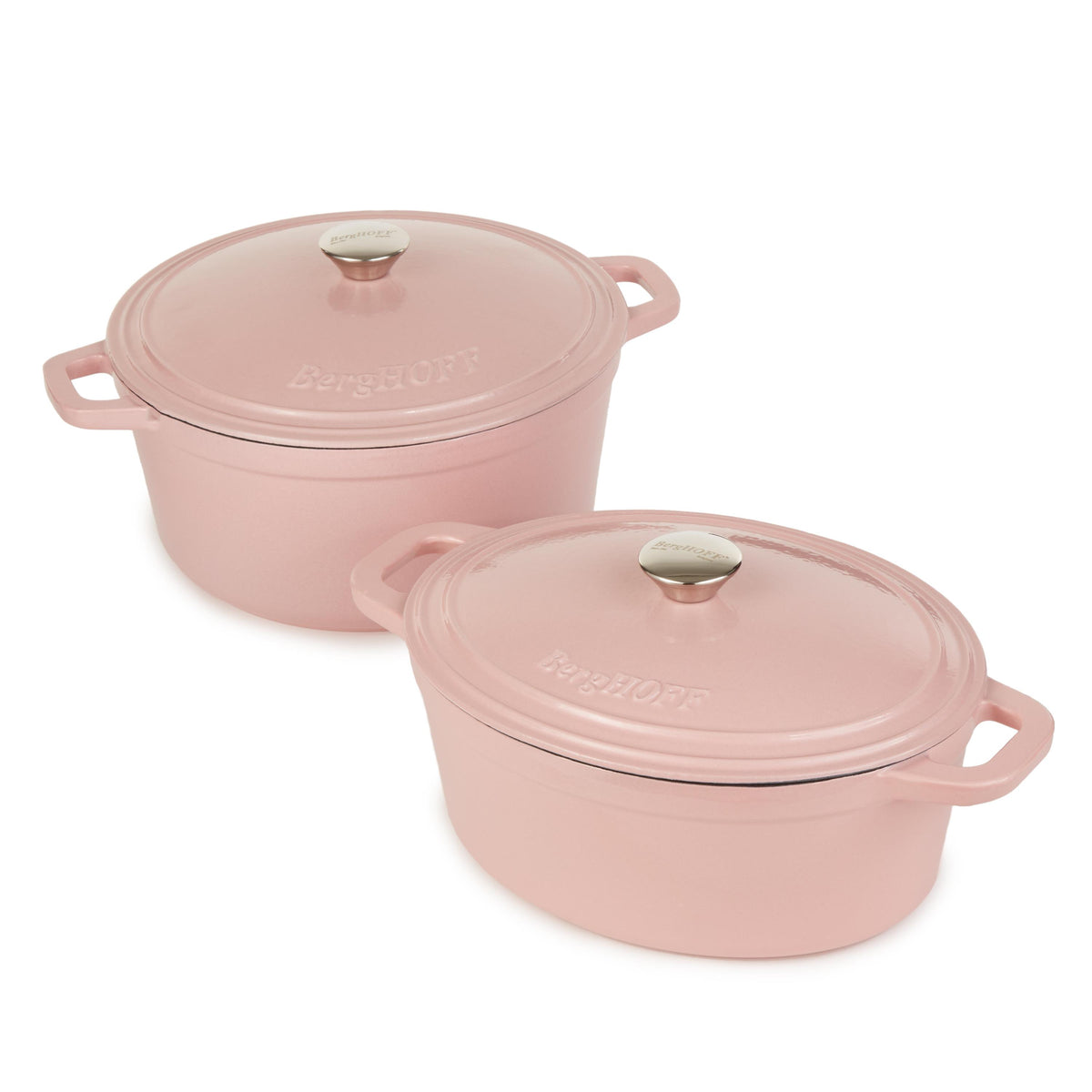 BergHOFF Neo 4pc Cast Iron Cookware Set, 5qt. & 7qt., Pink