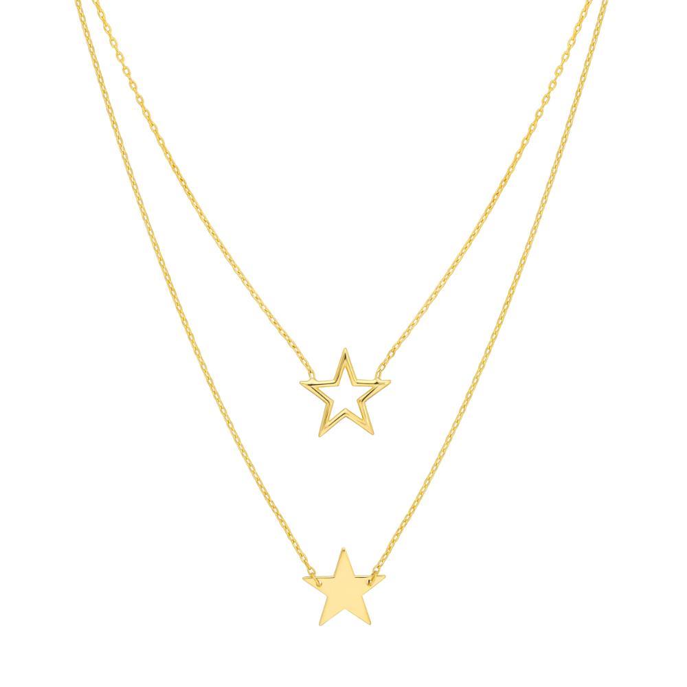 HAWLEY ST Wire and Solid Star Duet 18" Necklace