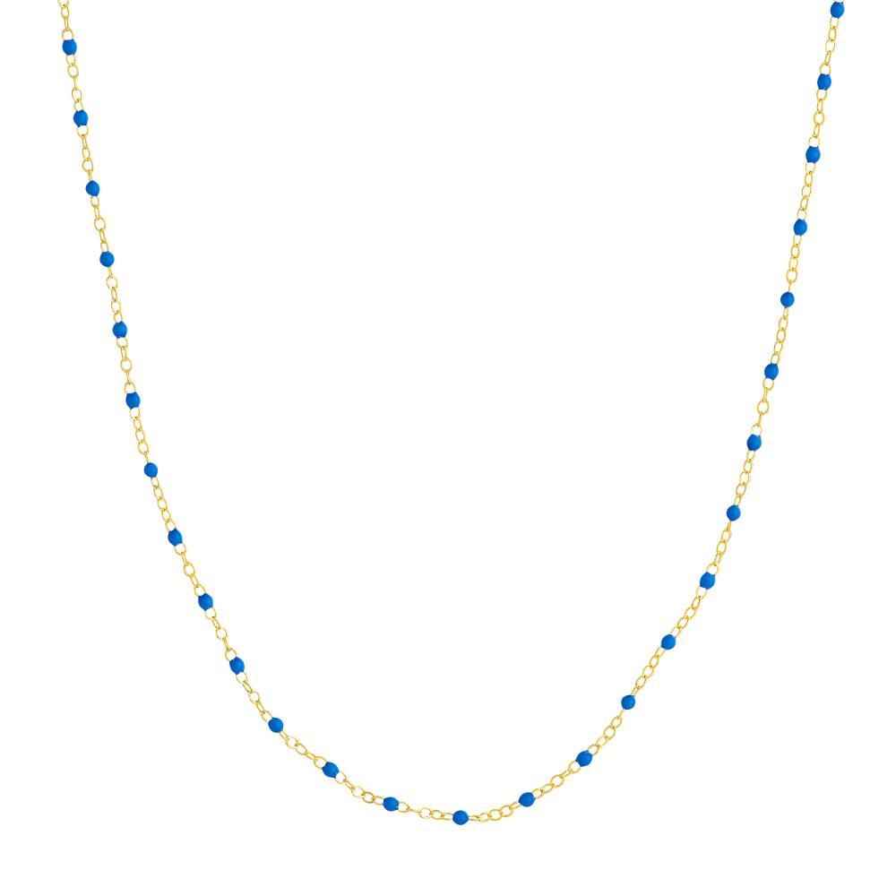 HAWLEY ST Cobalt Enamel Bead on Piatto Chain 18" Necklace