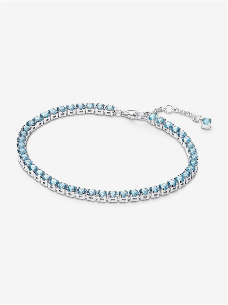 Pandora Sparkling Light Blue Tennis Bracelet Size 7.9"