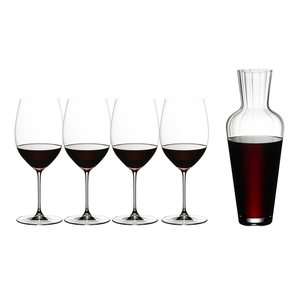 RIEDEL Veritas Cabernet/Merlot Glasses, Set of 4 + Mosel Decanter