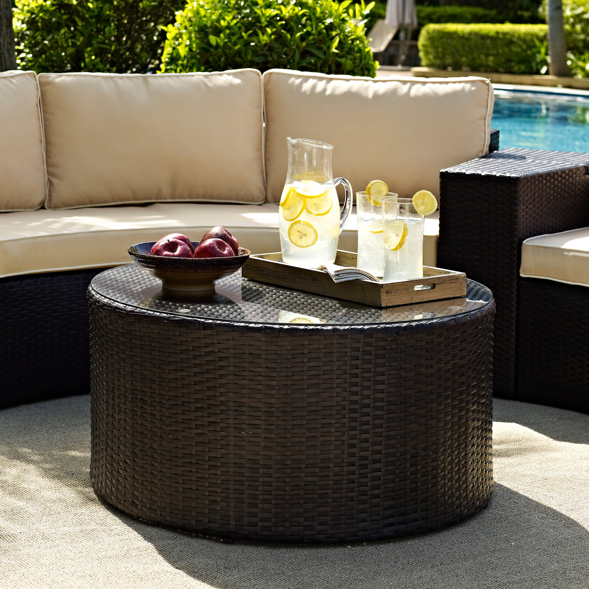 Crosley Outdoor Catalina Wicker Outdoor Round Coffee Table