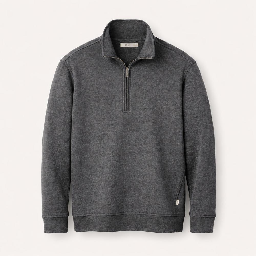 UGG Mens Zeke Half Zip Pullover-Charcoal Heather-MD