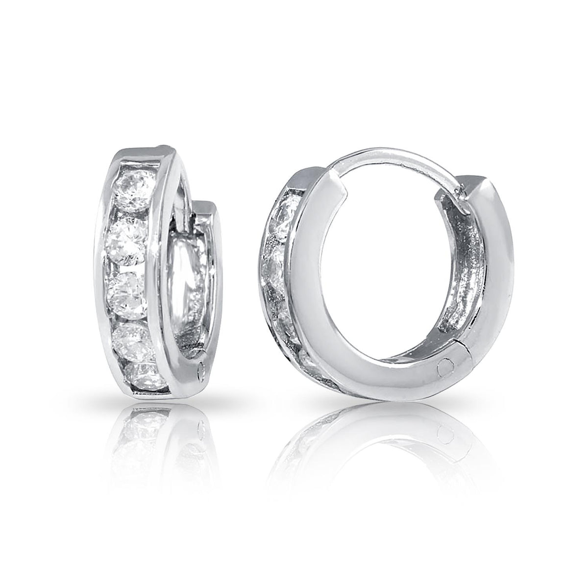 PARIKHS Rhodium Plated 10mm Hoop Earring in 925 Sterling Silver