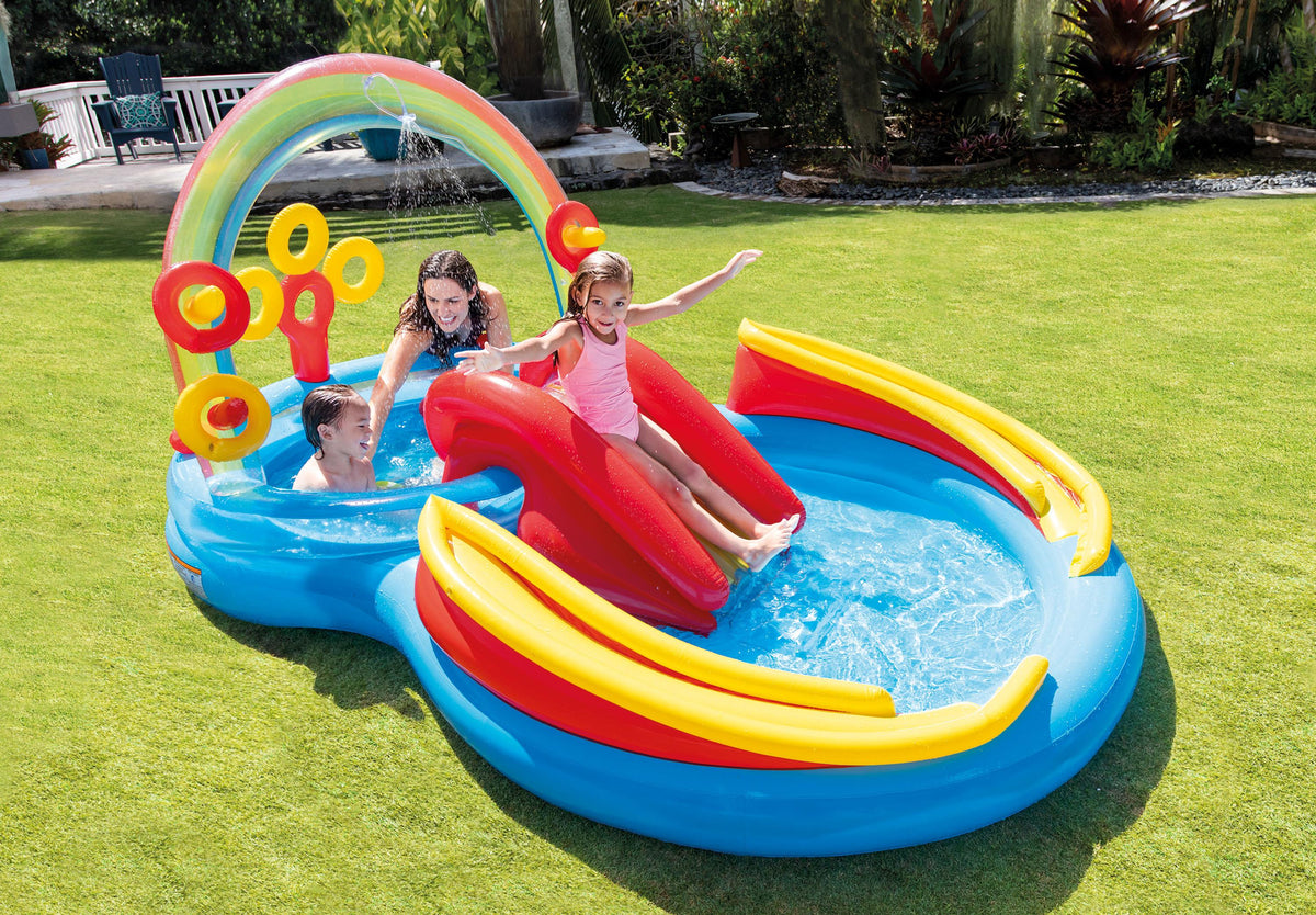 Intex Rainbow Ring Inflatable Play Center w/ Slide