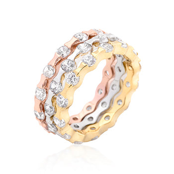 Completely Bella Stack Attack CZ Ring Set(6,Gold, Silver)