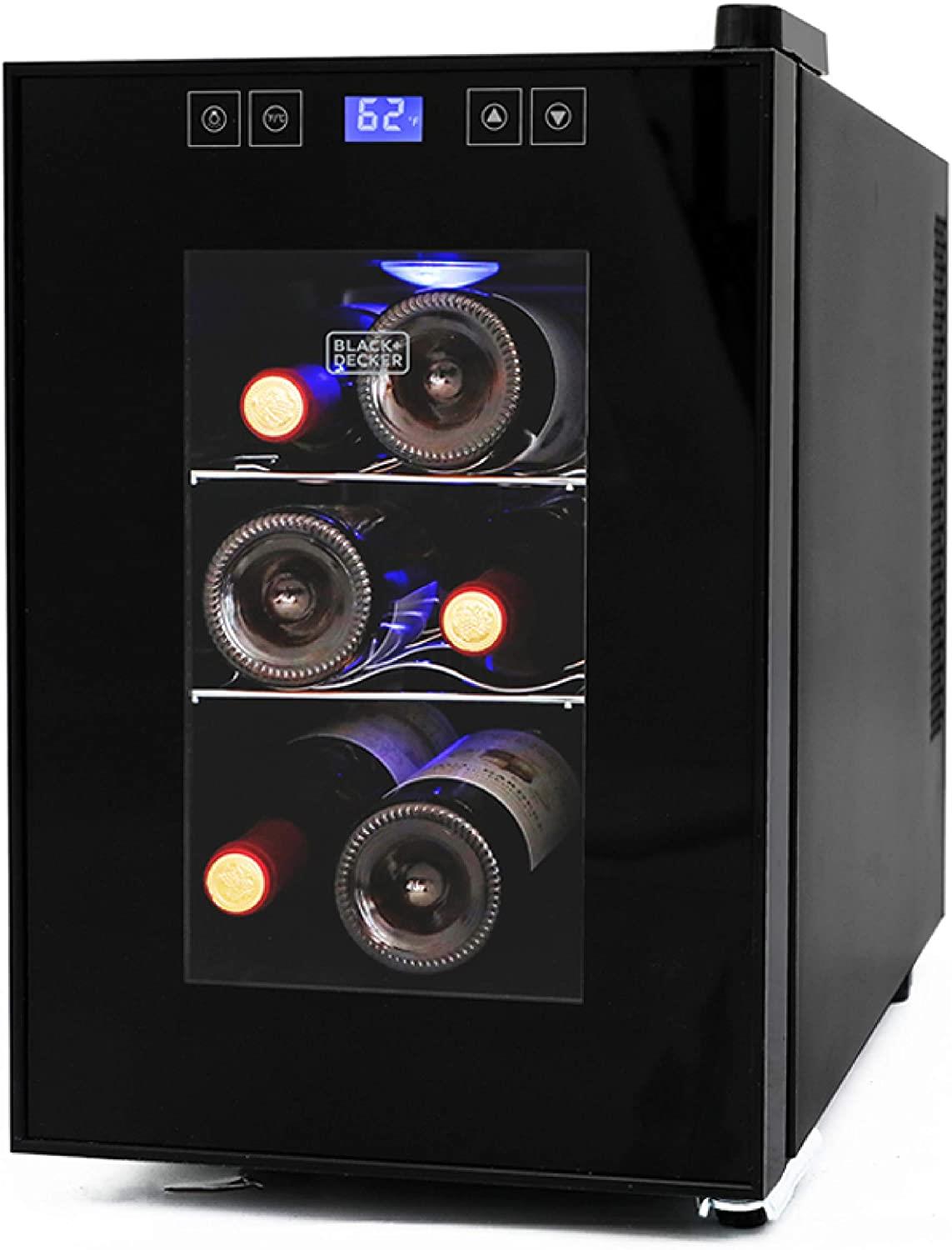 BLACK+DECKER 6 Bottle Wine Cellar With LED Display - Black