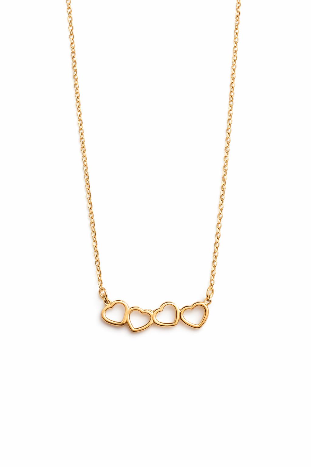 Completely Bella Gold over Stainless Steel 4 Heart Shaped Designed Pendant