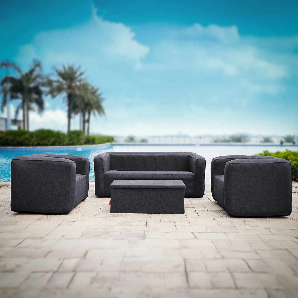 Wave 4pc Inflatable Furniture Set Flint Gray