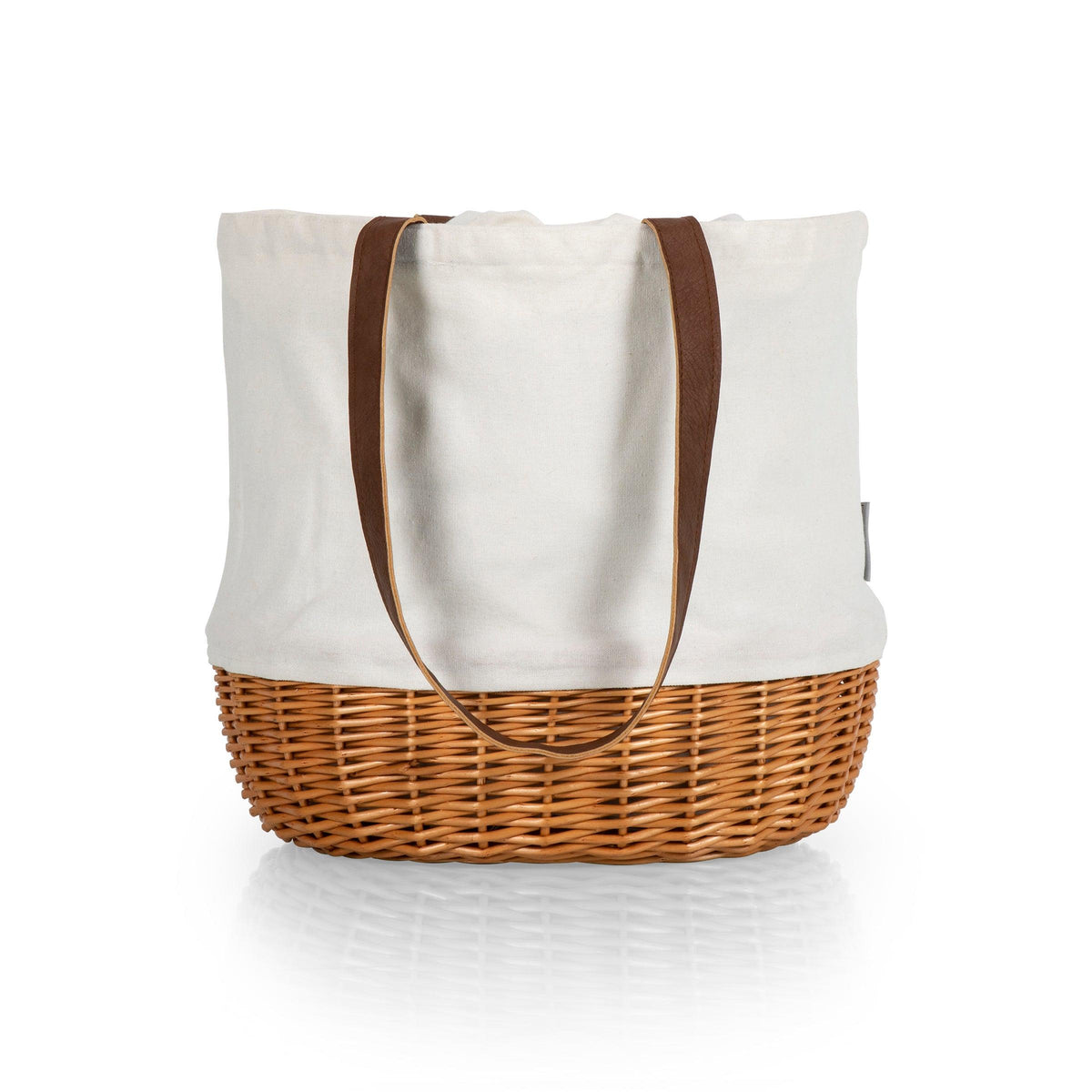 Picnic Time Coronado Canvas & Willow Basket Tote Beige Canvas