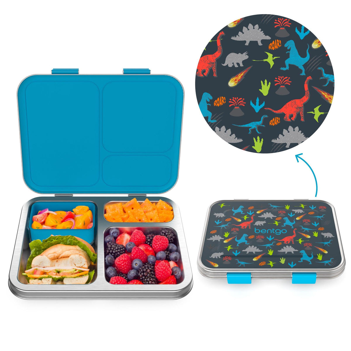 Bentgo Kids Prints Stainless Steel Lunch Box Dinosaur