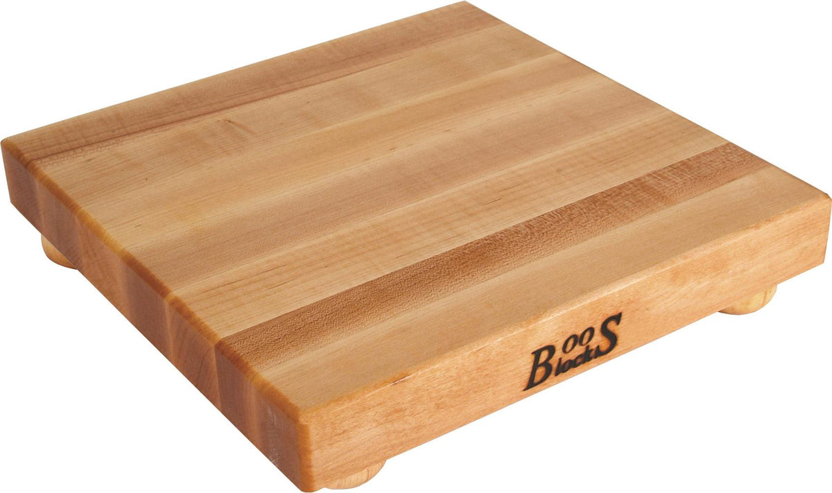 John Boos Maple Cutting Board w/ Wooden Bun Feet, 12'' x 12'' x 1.5''