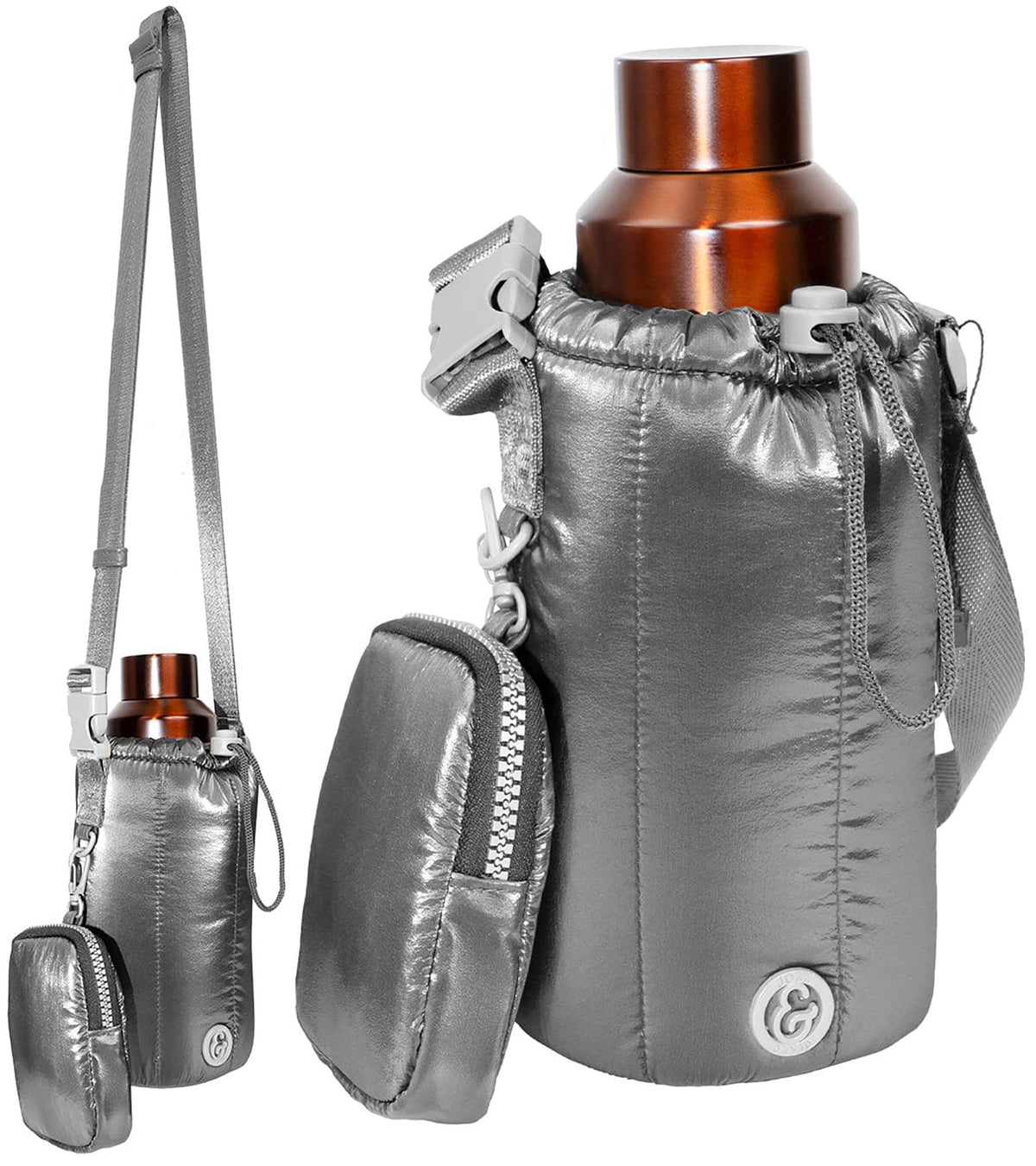 Joan & David Metallic Quilted Water Bottle Holder Size 8"