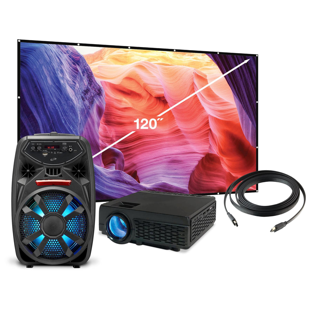 GPX Projector Bundle with Bluetooth and 120" Projection