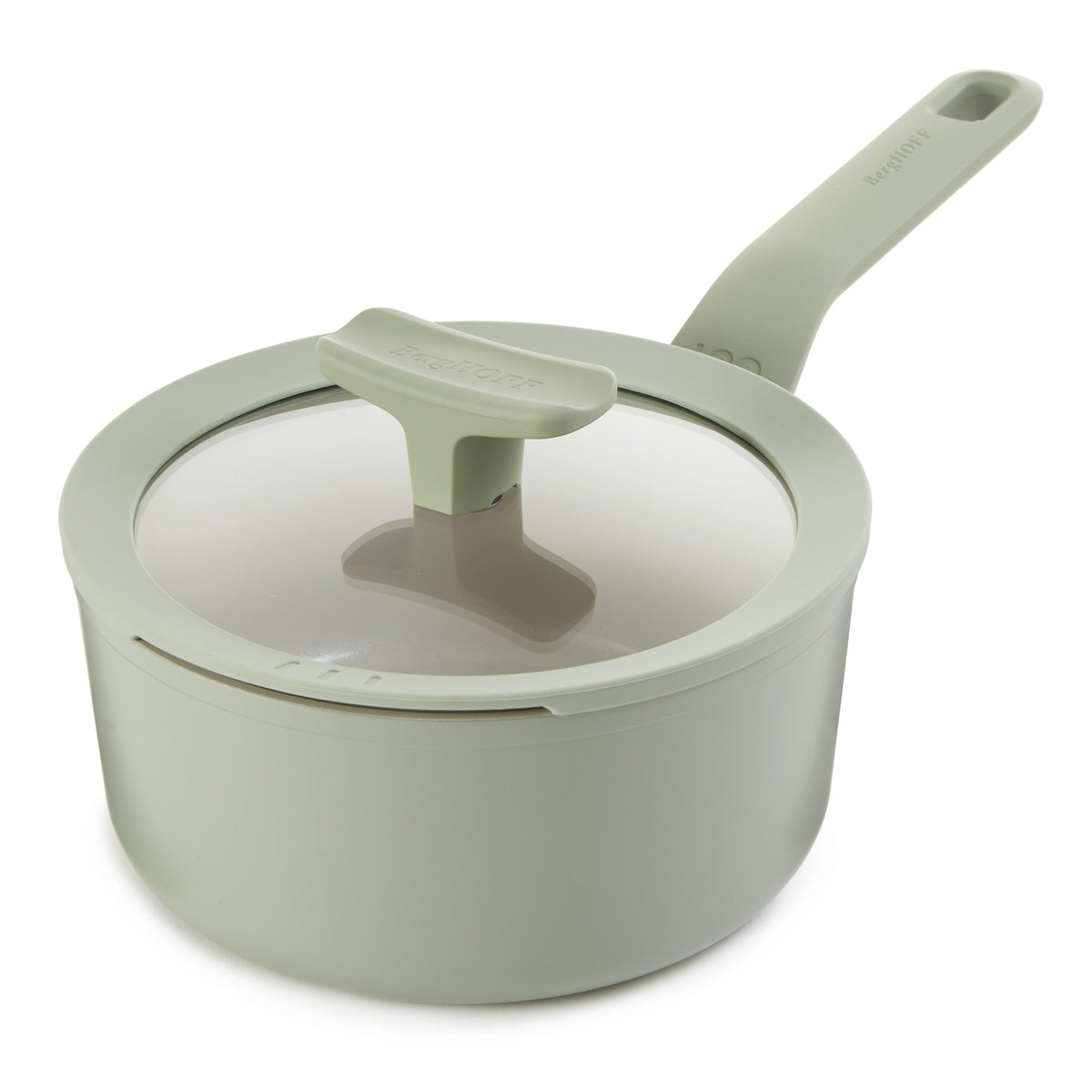 BergHOFF Leo Balance 7" Alum NS Covered Saucepan, Sage, 2.11Qt