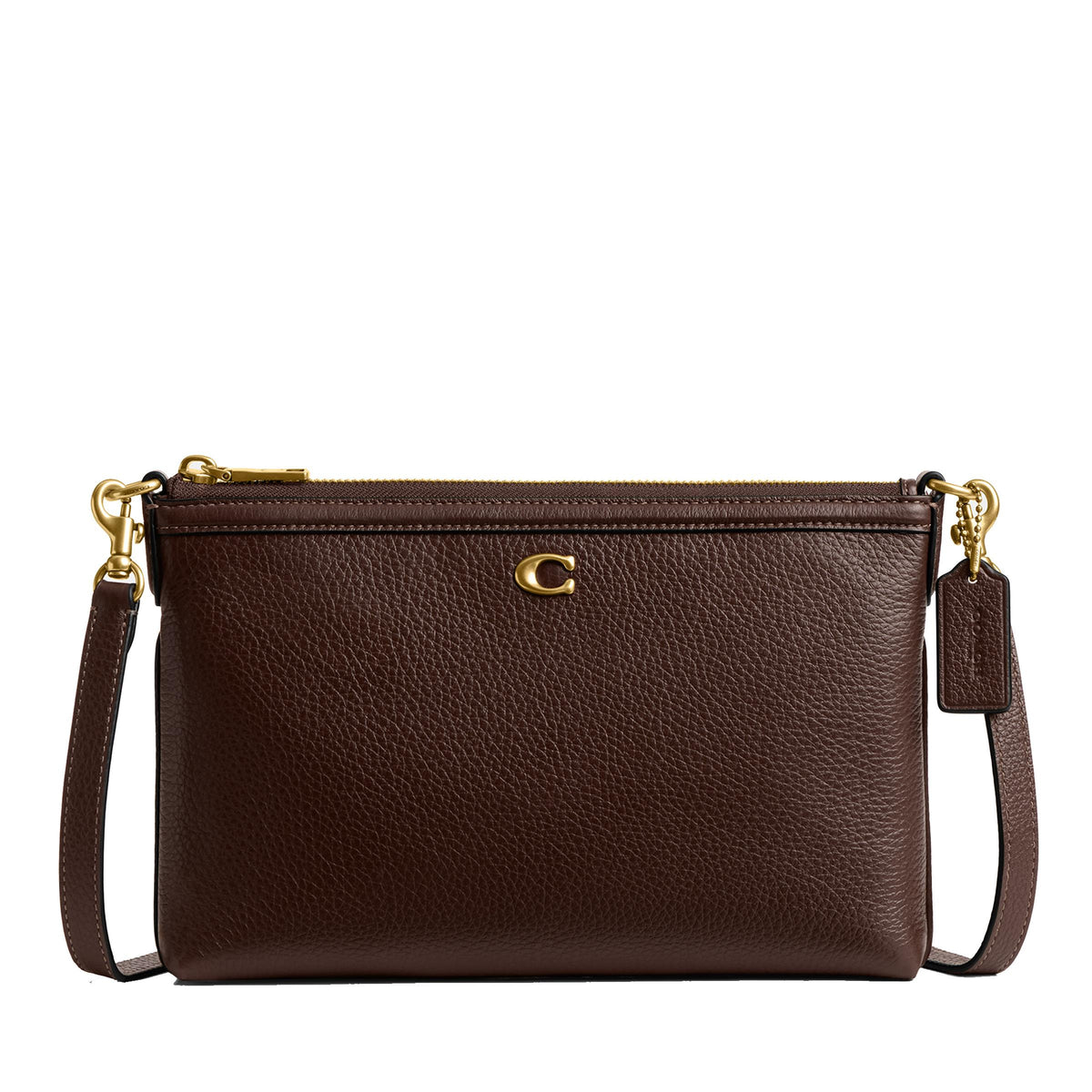 COACH Refined Pebble Leather Legacy Zip Top Crossbody - Maple/Brass