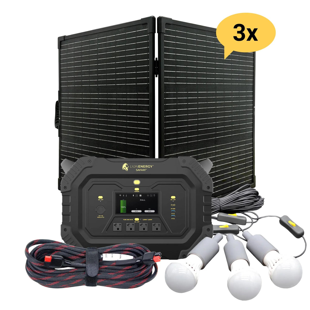 Lion Energy Safari Portable Generator 2-Solar Panel Bundle