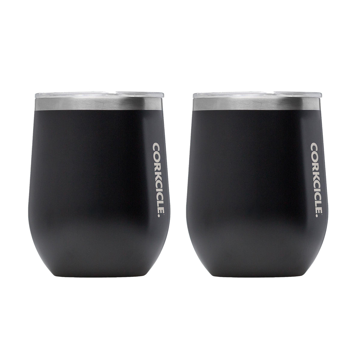 Corkcicle 12oz Stemless Wine Cup - Matte Black, 2 Pack