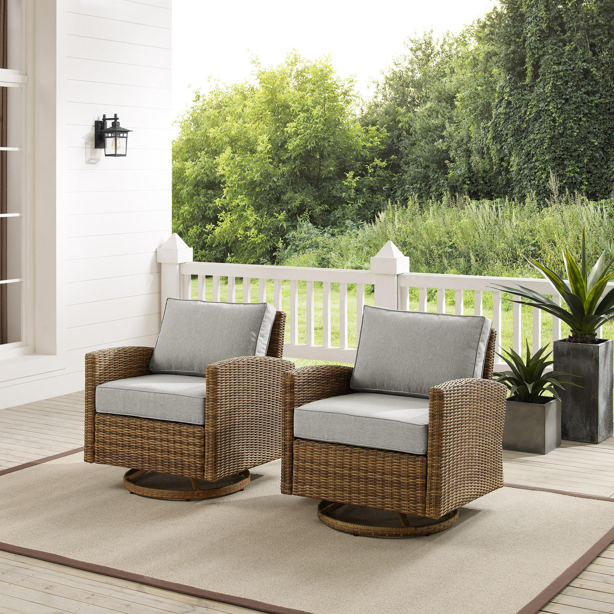 Crosley Outdoor Bradenton 2Pc Wicker Swivel Rocker Outdoor Chair Set