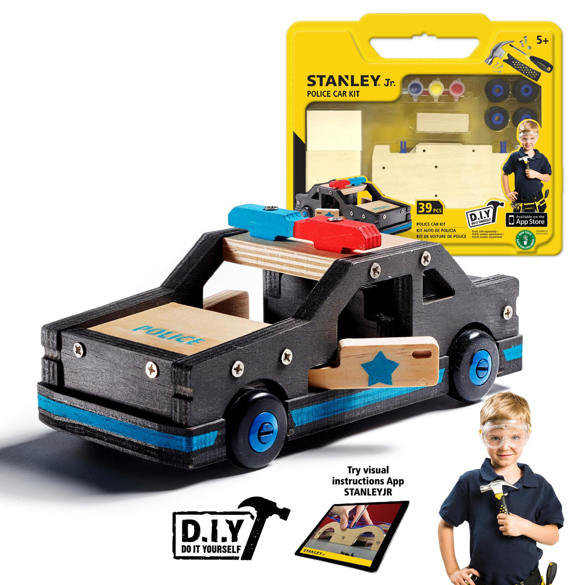 Red Toolbox Stanley Jr. Wooden Police Car DIY Kit