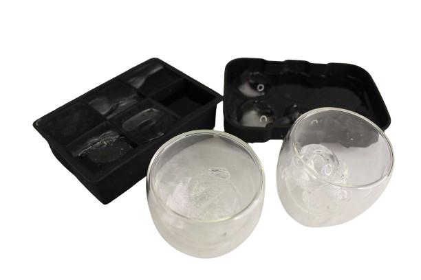 Bella Home Set of 4 Glass Set with Round and Square Ice Cube Sets