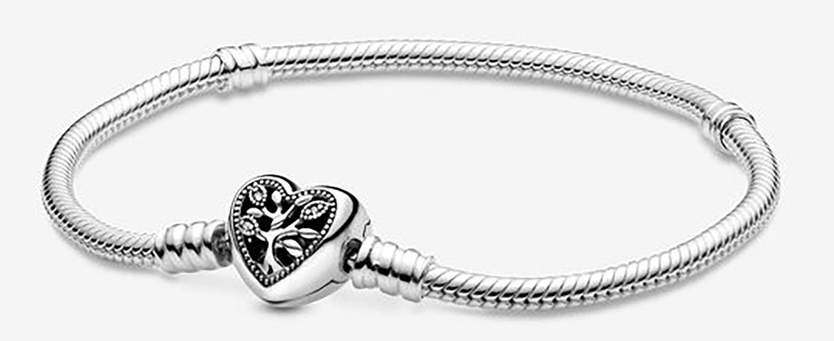 Pandora Family Tree Heart Clasp Bracelet Size 7.5"
