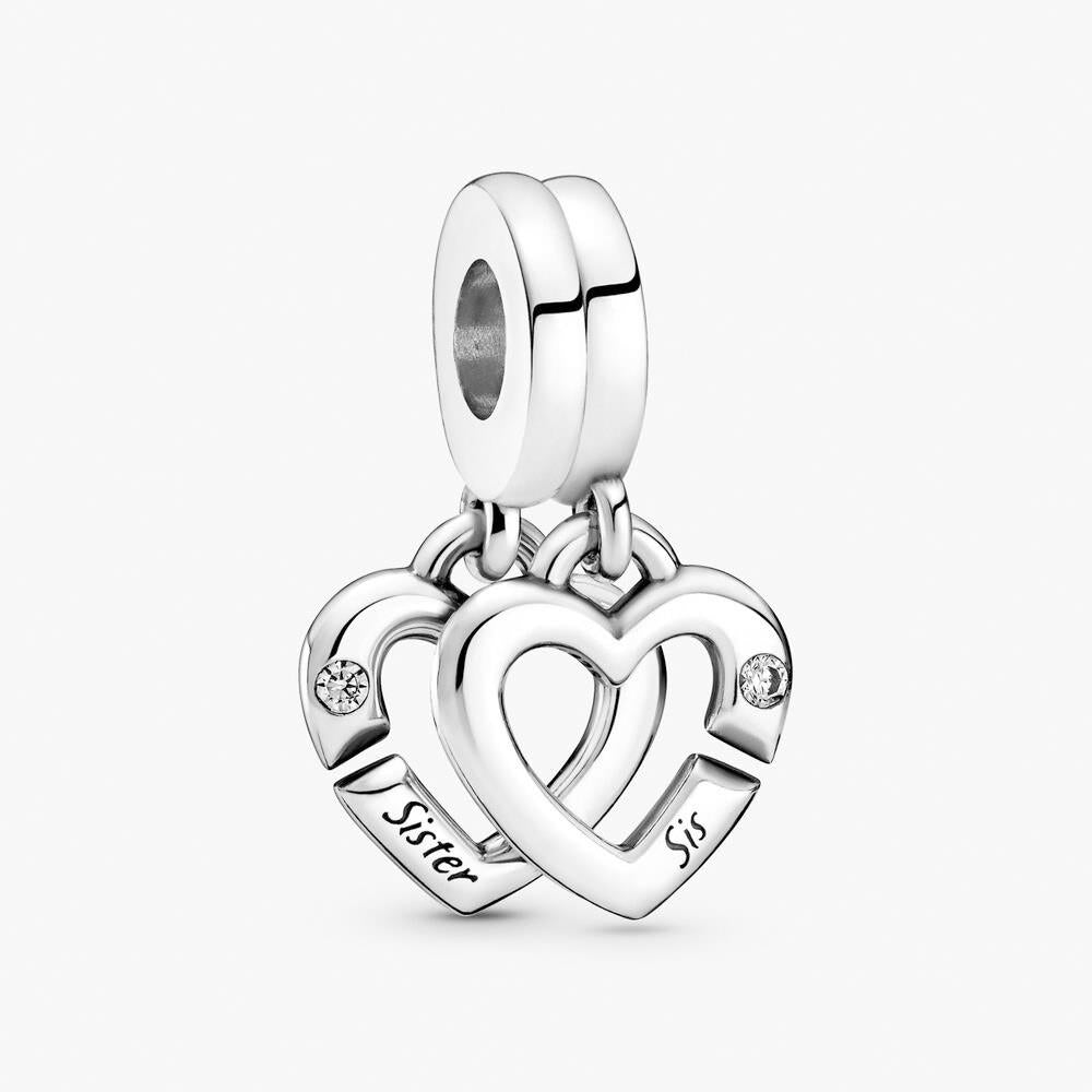 Pandora Linked Sister Hearts Split Dangle Charm