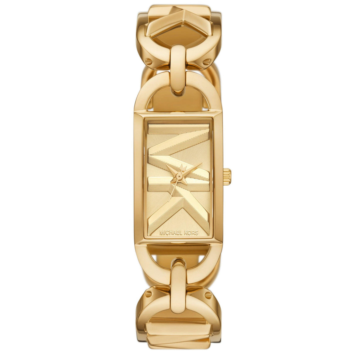 Michael Kors Ladies Mini Empire Gold-Tone Stainless Steel Watch Gold Logo Dial