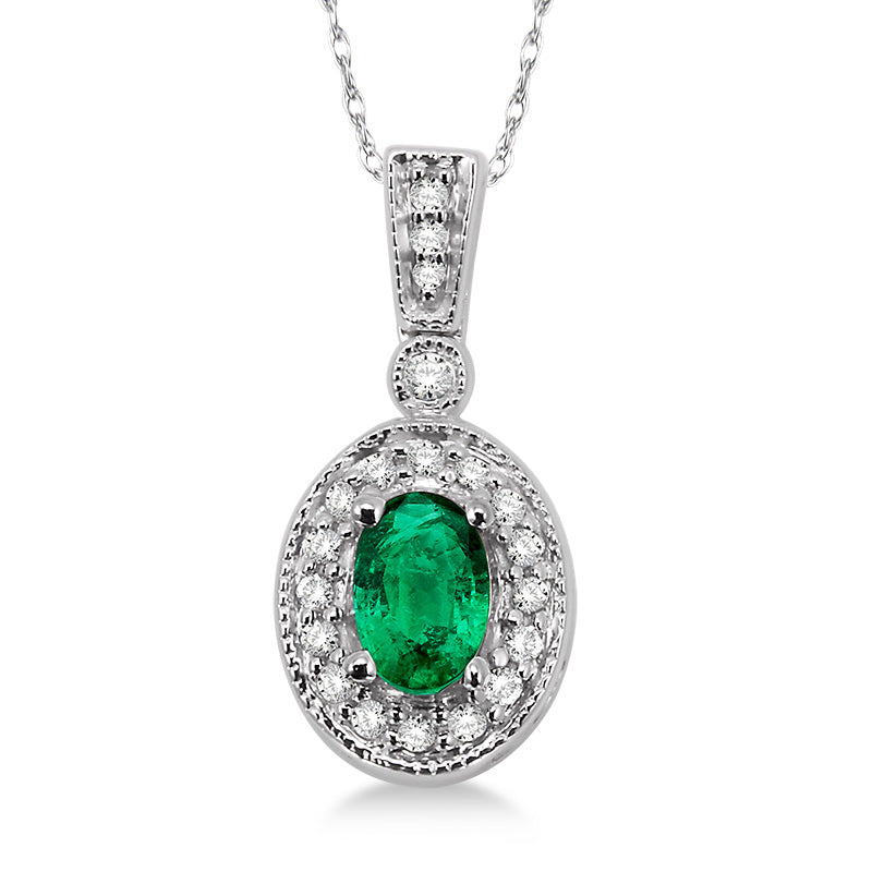 Jilco Inc Diamond & Emerald Necklace