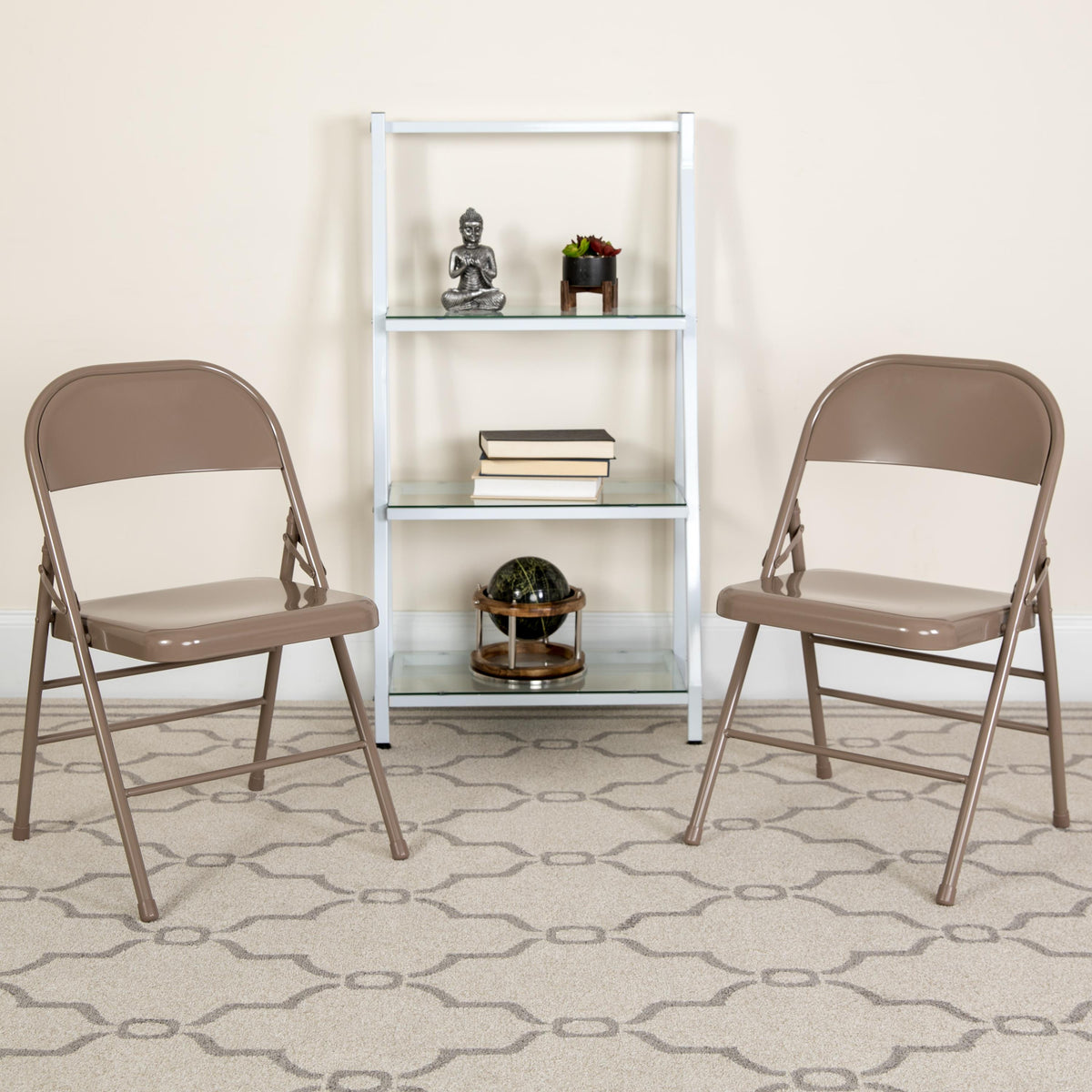Flash Furniture 2 Pack Triple Braced & Double Hinged Gray Metal Folding Chair