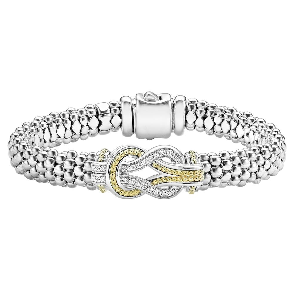 Lagos Two-Tone Knot Caviar Diamond Bracelet Size 7"
