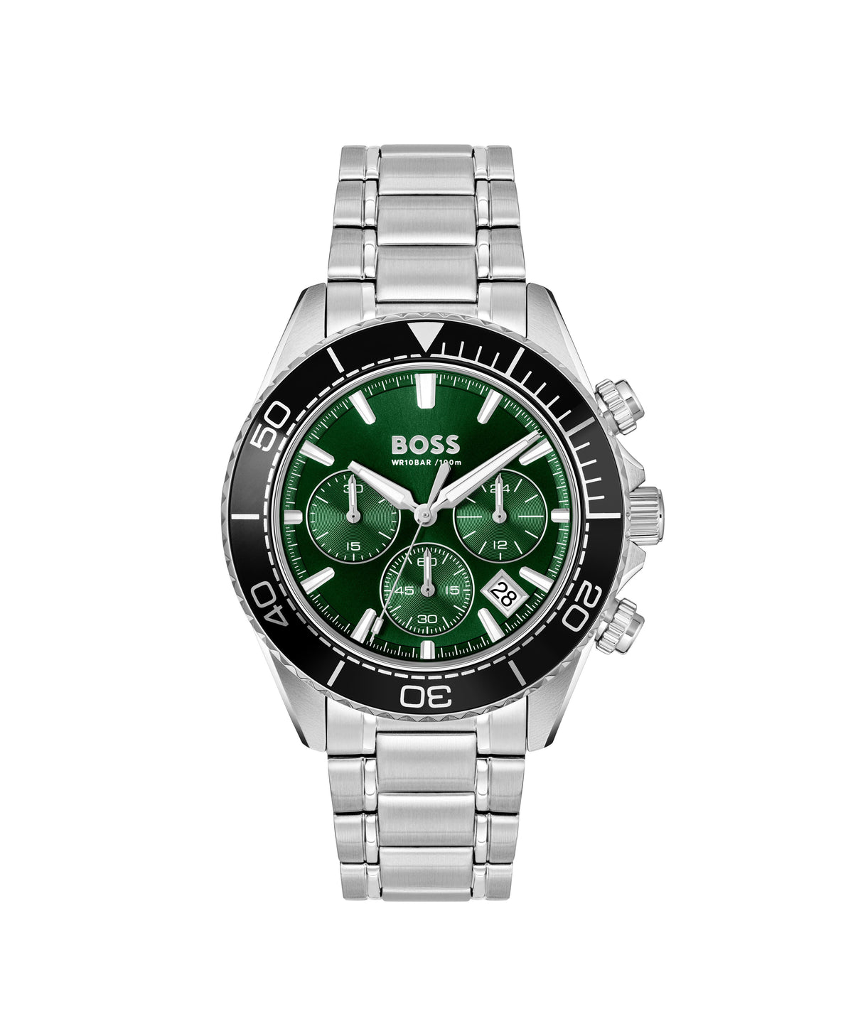 HUGO BOSS Boss Sealiner Gents. Stainless Steel Case & Bracelet. Green Chronograph Dial.