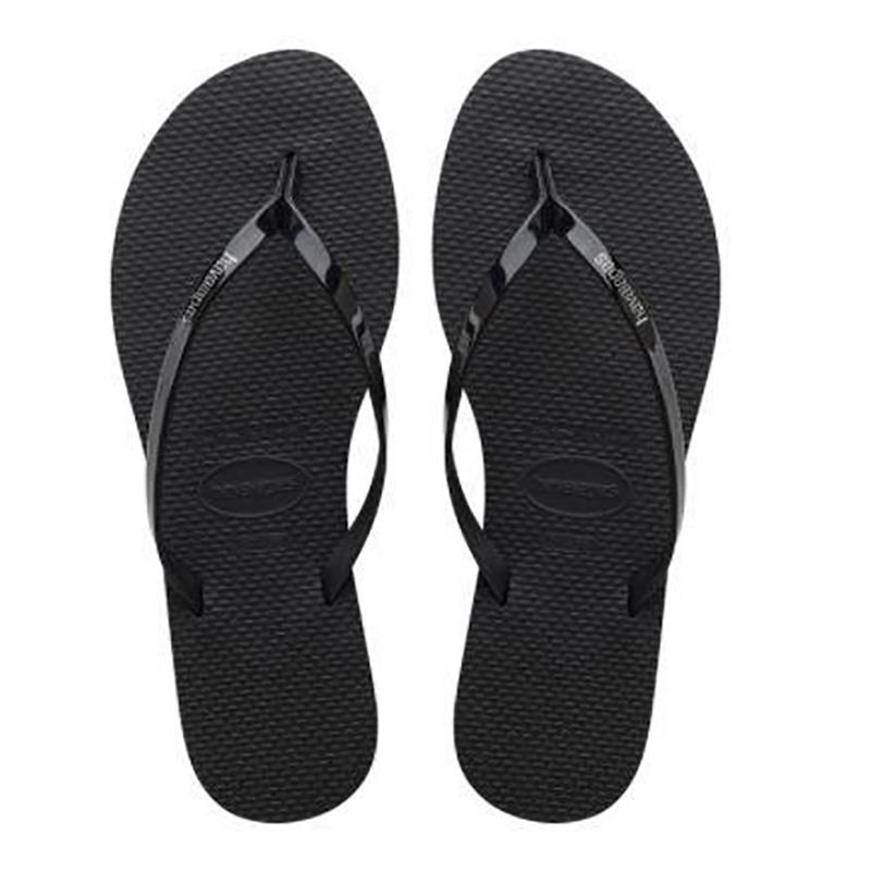 Havaianas Women's YOU Metallic Flip Flops-Grey Steel-9/10