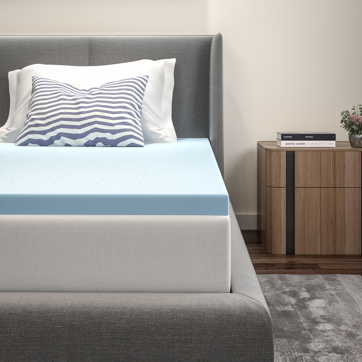 Flash Furniture 2" Cool Gel Infused Hypoallergenic Cooling Memory Foam Mattress Topper - Twin