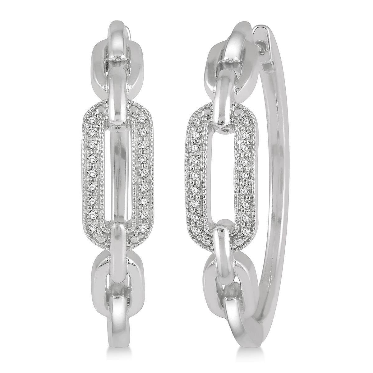 Jilco Inc Diamond Paperclip Hoop Earrings