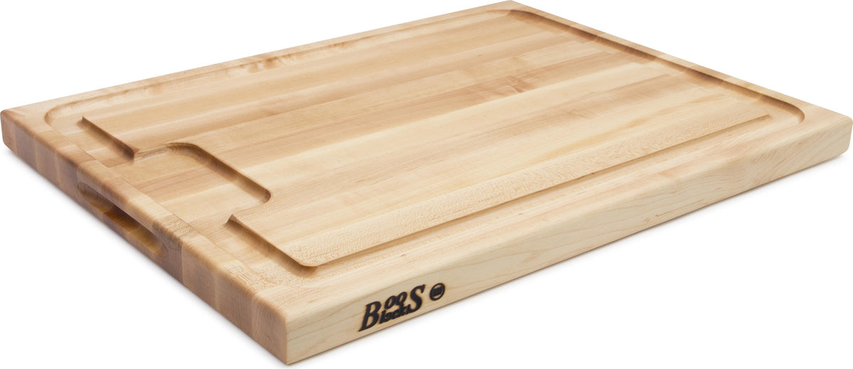 John Boos Au Jus Maple Cutting Board with Hand Grips and Sloping Juice, 24'' x 18'' x 1.5''