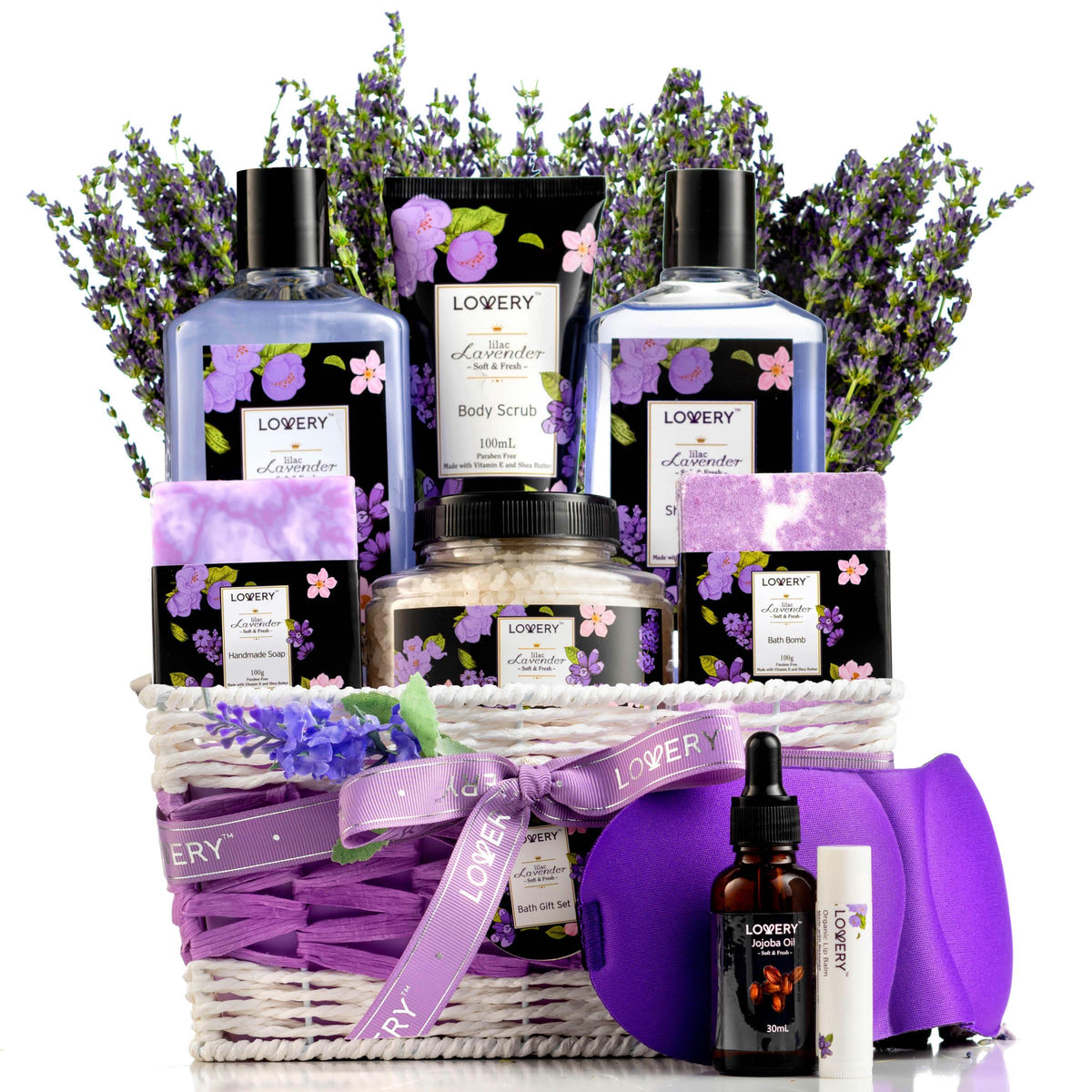 Lovery Lavender & Lilac Spa Gift Basket Size 10 Pieces