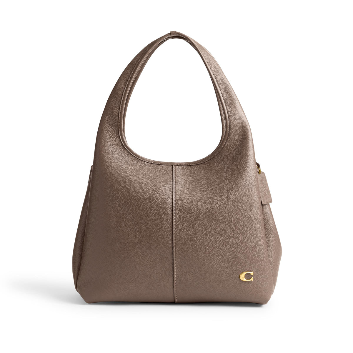 COACH Polished Pebble Leather Lana Shoulder Bag - Dark Stone/Brass