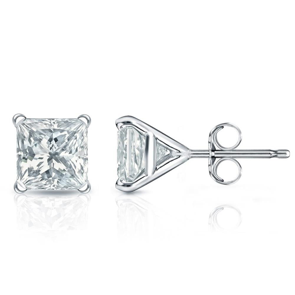 Prestige Boutique Diamonds Princess Lab Grown Diamond Studs P-Back Size 1.00TCW