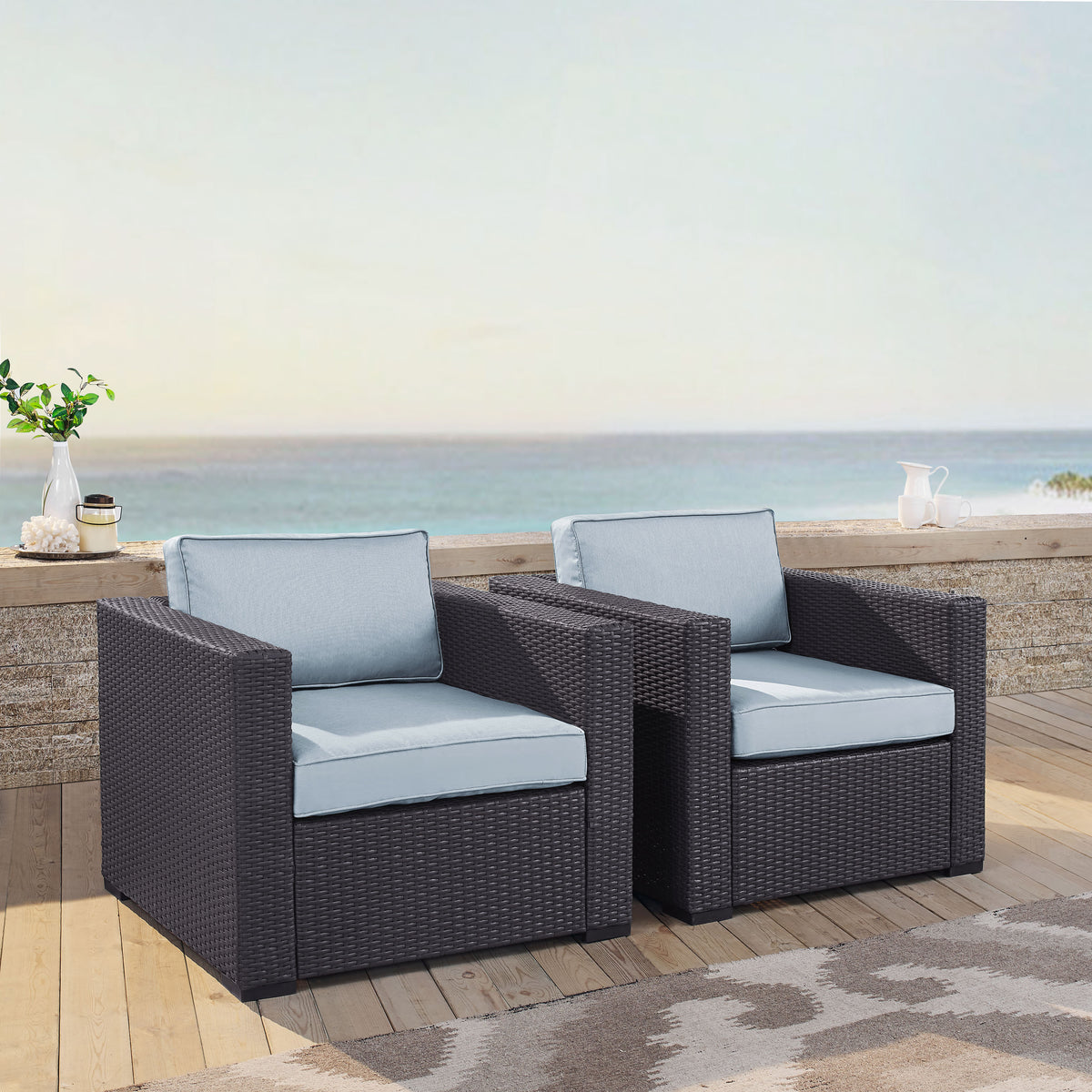 Crosley Outdoor Biscayne 2Pc Wicker Outdoor Chair Set