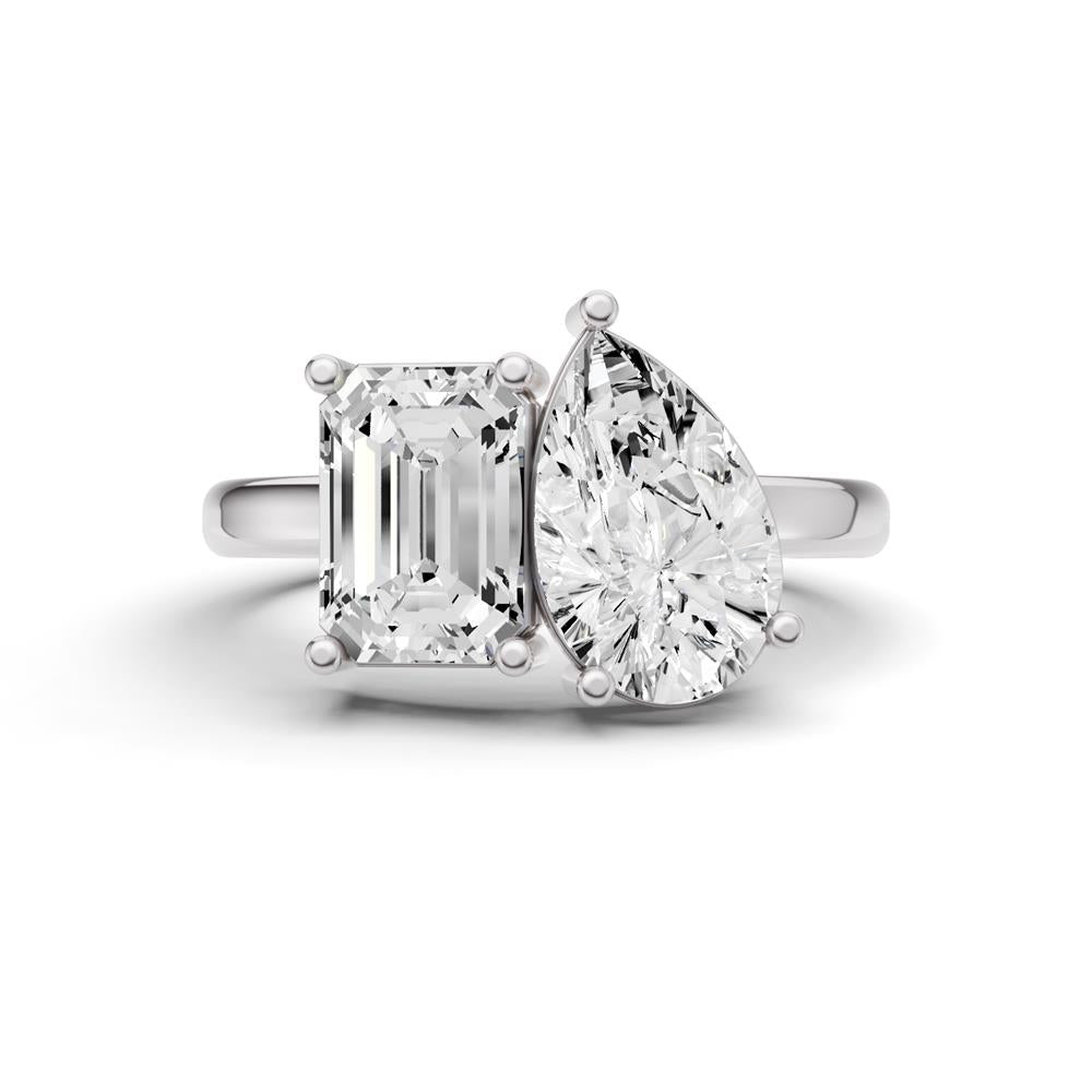 Prestige Boutique Diamonds 2CT Em. Pear Moi Toi Lab Diamond Ring Size 8.5