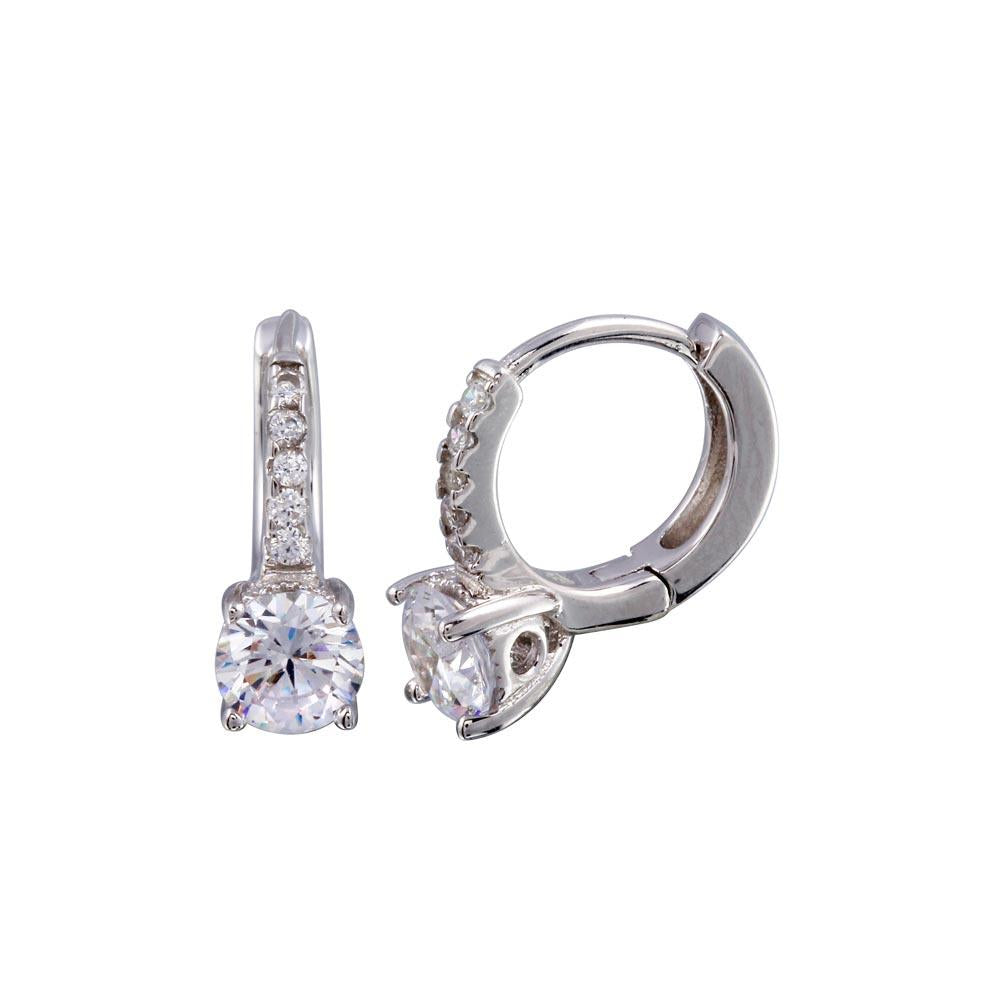 PARIKHS Rhodium Plated Round CZ Huggie Earring in 925 Sterling Silver - 5MM
